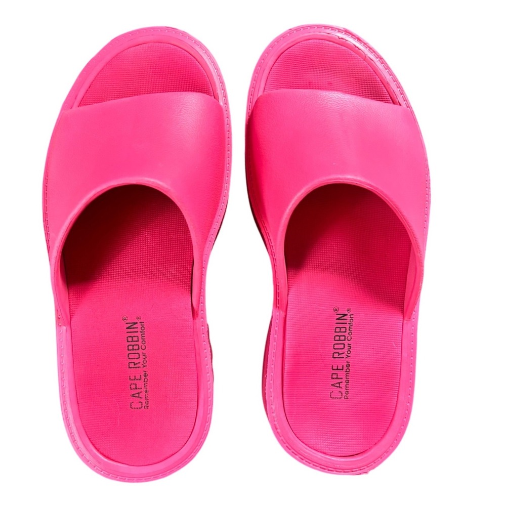 Cape Robbin Oriya Pink Platform Slides Chunky Lug Sole Sandals Womens Size 8
